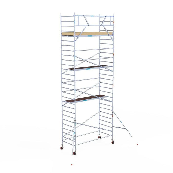 Rollgerüst Euroscaffold Basic 135x305 9,2m Arbeitshöhe an der Fassade - Gerüstexpress.de