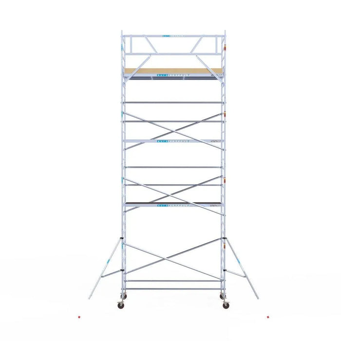 Rollgerüst Euroscaffold Basic 135x305 9,2m Arbeitshöhe an der Fassade - Gerüstexpress.de