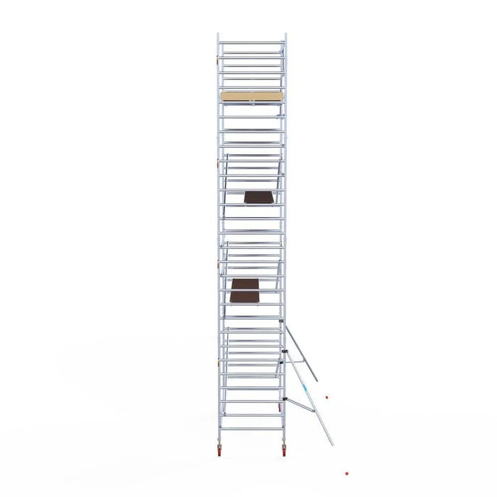 Rollgerüst Euroscaffold Basic 135x305 9,2m Arbeitshöhe an der Fassade - Gerüstexpress.de