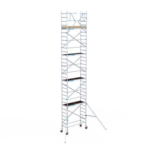 Rollgerüst Euroscaffold Basic 75x190 10,2m Arbeitshöhe an der Fassade - Gerüstexpress.de