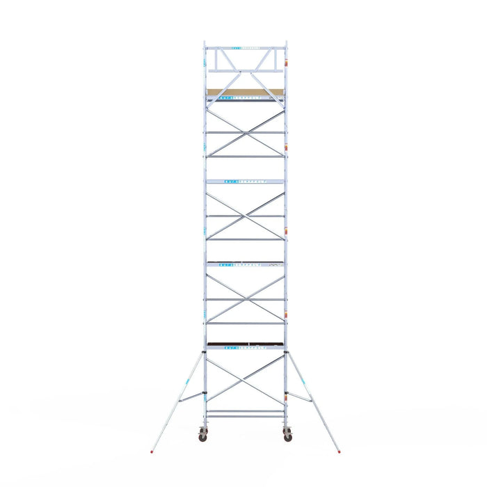 Rollgerüst Euroscaffold Basic 75x190 10,2m Arbeitshöhe an der Fassade - Gerüstexpress.de