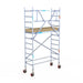 Rollgerüst Euroscaffold Basic 75x190 4,2m Arbeitshöhe Carbonplattform gegen Fassade - Gerüstexpress.de