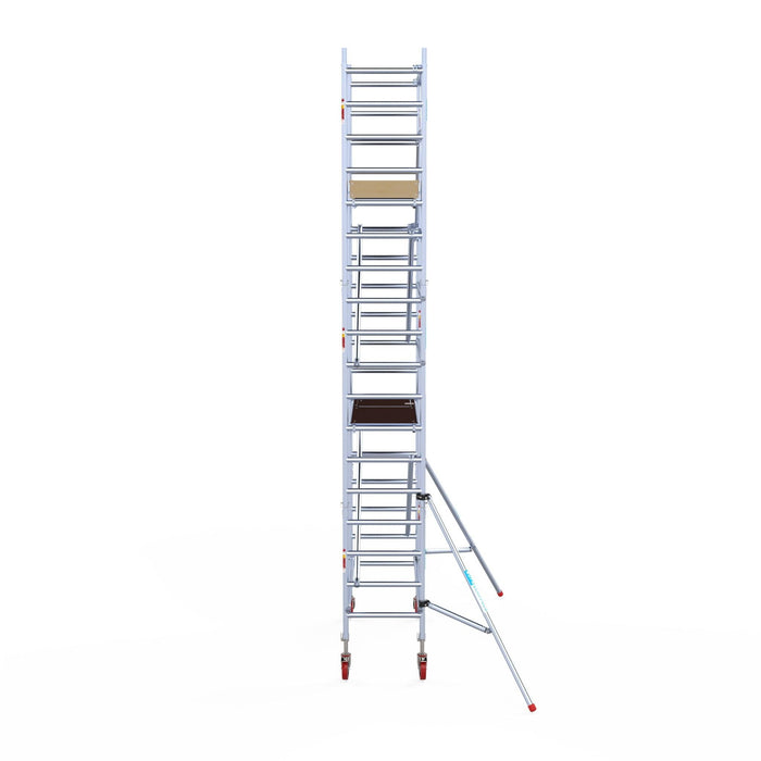 Rollgerüst Euroscaffold Basic 75x190 6,2m Arbeitshöhe an der Fassade - Gerüstexpress.de