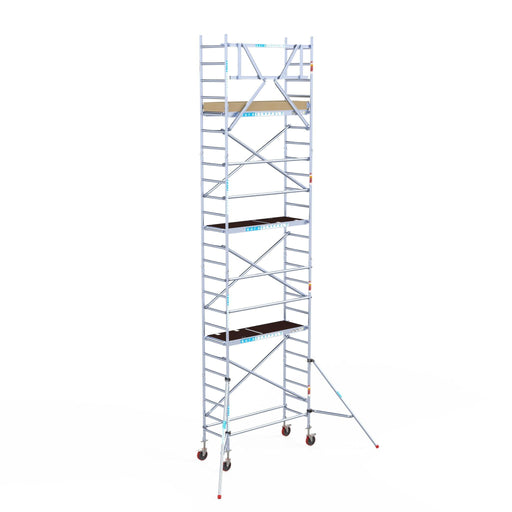 Rollgerüst Euroscaffold Basic 75x190 8,2m Arbeitshöhe an der Fassade - Gerüstexpress.de