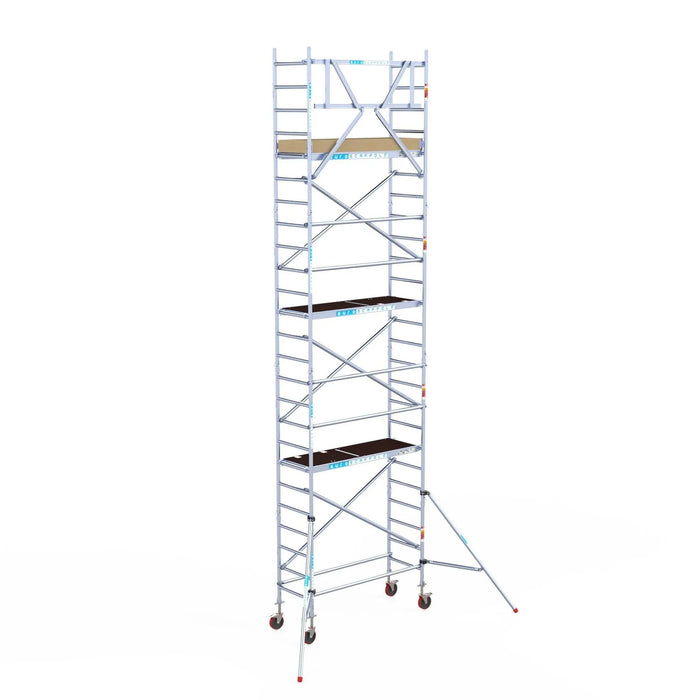Rollgerüst Euroscaffold Basic 75x190 8,2m Arbeitshöhe an der Fassade - Gerüstexpress.de