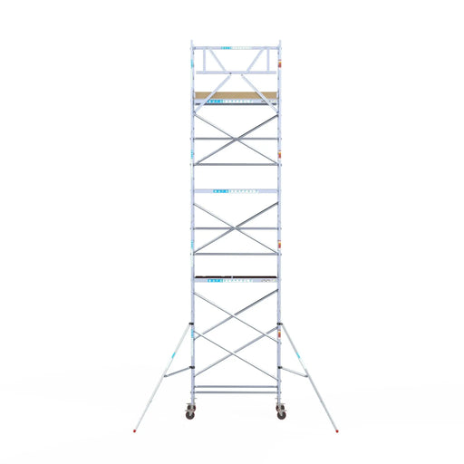 Rollgerüst Euroscaffold Basic 75x190 9,2m Arbeitshöhe an der Fassade - Gerüstexpress.de