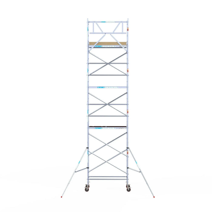Rollgerüst Euroscaffold Basic 75x190 9,2m Arbeitshöhe an der Fassade - Gerüstexpress.de