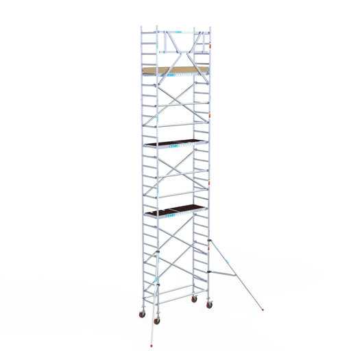 Rollgerüst Euroscaffold Basic 75x190 9,2m Arbeitshöhe an der Fassade - Gerüstexpress.de