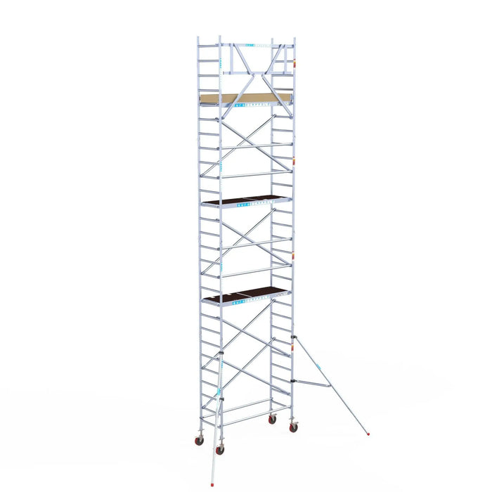 Rollgerüst Euroscaffold Basic 75x190 9,2m Arbeitshöhe an der Fassade - Gerüstexpress.de