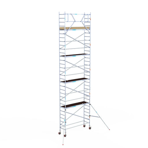 Rollgerüst Euroscaffold Basic 75x250 10,2m Arbeitshöhe an der Fassade - Gerüstexpress.de