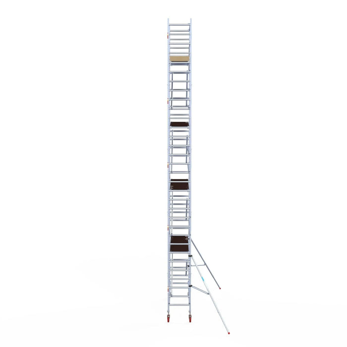 Rollgerüst Euroscaffold Basic 75x250 10,2m Arbeitshöhe Carbonplattform gegen Fassade - Gerüstexpress.de