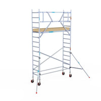 Rollgerüst Euroscaffold Basic 75x250 5,2m Arbeitshöhe Carbonplattform gegen Fassade