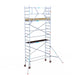 Rollgerüst Euroscaffold Basic 75x250 6,2m Arbeitshöhe Carbonplattform gegen Fassade - Gerüstexpress.de