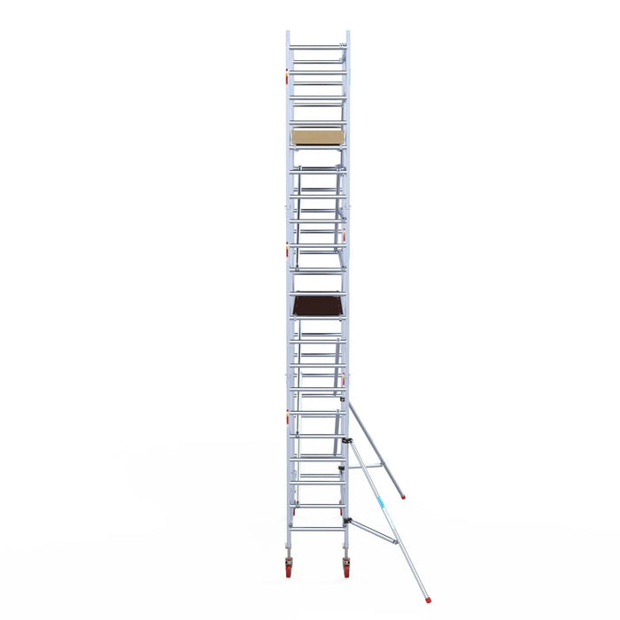 Rollgerüst Euroscaffold Basic 75x250 7,2m Arbeitshöhe an der Fassade - Gerüstexpress.de