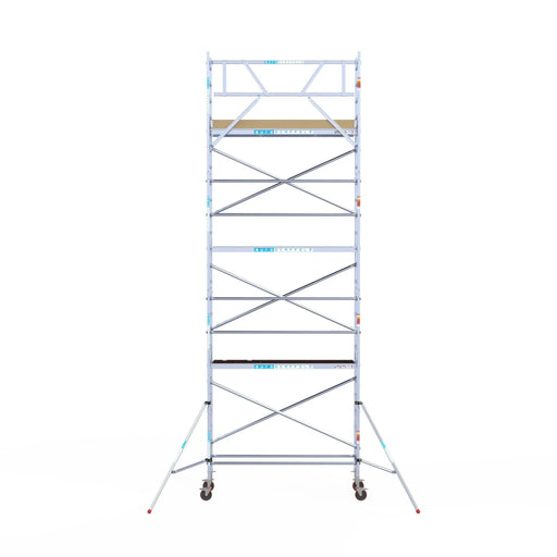 Rollgerüst Euroscaffold Basic 75x250 8,2m Arbeitshöhe an der Fassade - Gerüstexpress.de