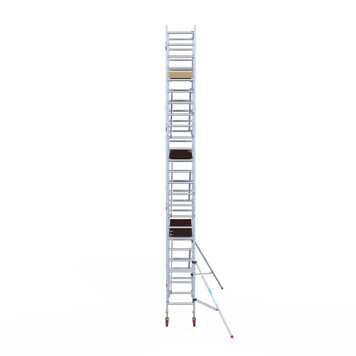 Rollgerüst Euroscaffold Basic 75x250 8,2m Arbeitshöhe Carbonplattform gegen Fassade - Gerüstexpress.de