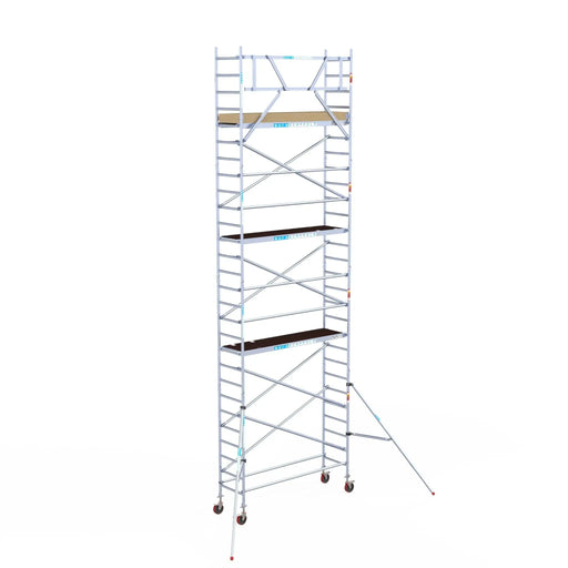 Rollgerüst Euroscaffold Basic 75x250 9,2m Arbeitshöhe an der Fassade - Gerüstexpress.de