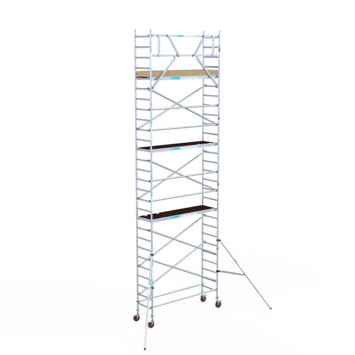 Rollgerüst Euroscaffold Basic 75x250 9,2m Arbeitshöhe an der Fassade - Gerüstexpress.de