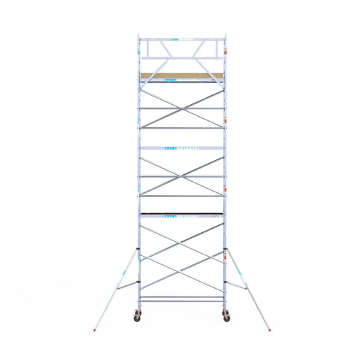 Rollgerüst Euroscaffold Basic 75x250 9,2m Arbeitshöhe an der Fassade - Gerüstexpress.de