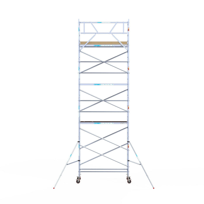 Rollgerüst Euroscaffold Basic 75x250 9,2m Arbeitshöhe an der Fassade - Gerüstexpress.de