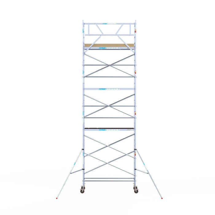 Rollgerüst Euroscaffold Basic 75x250 9,2m Arbeitshöhe an der Fassade - Gerüstexpress.de
