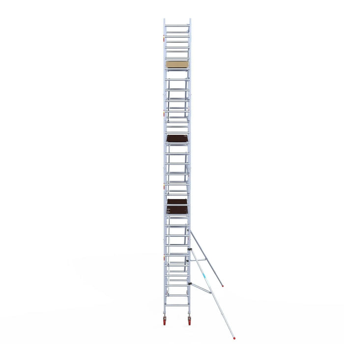 Rollgerüst Euroscaffold Basic 75x250 9,2m Arbeitshöhe Carbonplattform gegen Fassade - Gerüstexpress.de