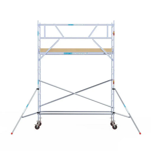 Rollgerüst Euroscaffold Basic 75x305 5,2m Arbeitshöhe an der Fassade - Gerüstexpress.de