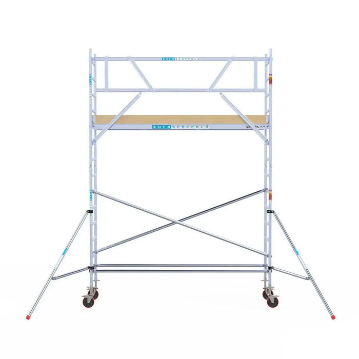 Rollgerüst Euroscaffold Basic 75x305 5,2m Arbeitshöhe an der Fassade - Gerüstexpress.de