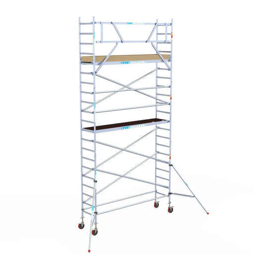 Rollgerüst Euroscaffold Basic 75x305 7,2m Arbeitshöhe an der Fassade - Gerüstexpress.de