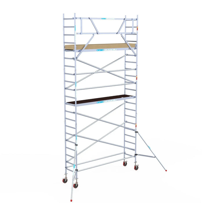 Rollgerüst Euroscaffold Basic 75x305 7,2m Arbeitshöhe an der Fassade - Gerüstexpress.de