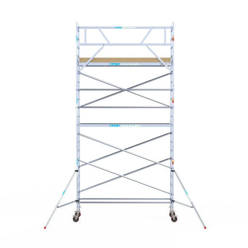 Rollgerüst Euroscaffold Basic 75x305 7,2m Arbeitshöhe an der Fassade - Gerüstexpress.de