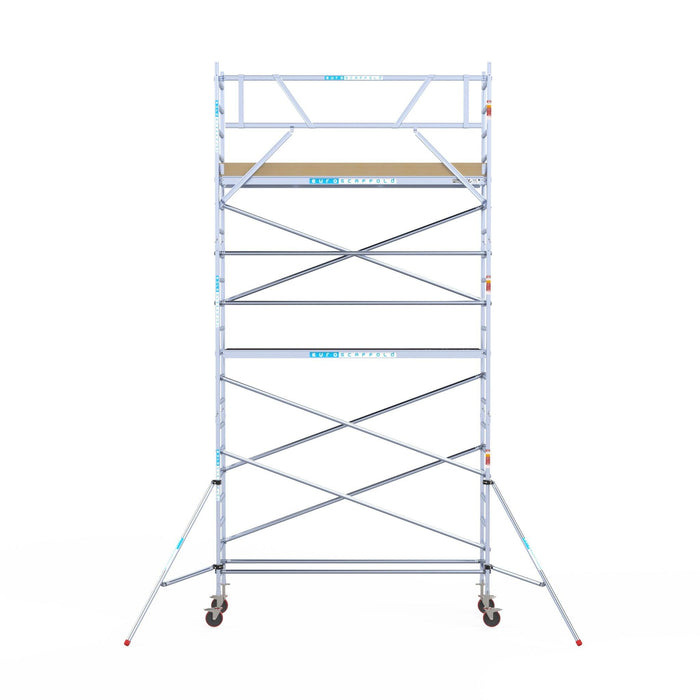 Rollgerüst Euroscaffold Basic 75x305 7,2m Arbeitshöhe an der Fassade - Gerüstexpress.de