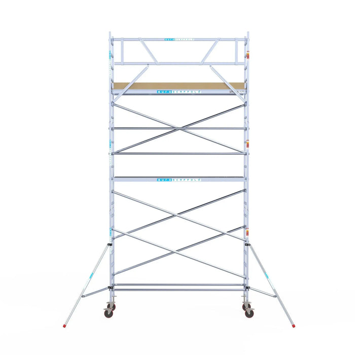 Rollgerüst Euroscaffold Basic 75x305 7,2m Arbeitshöhe an der Fassade - Gerüstexpress.de