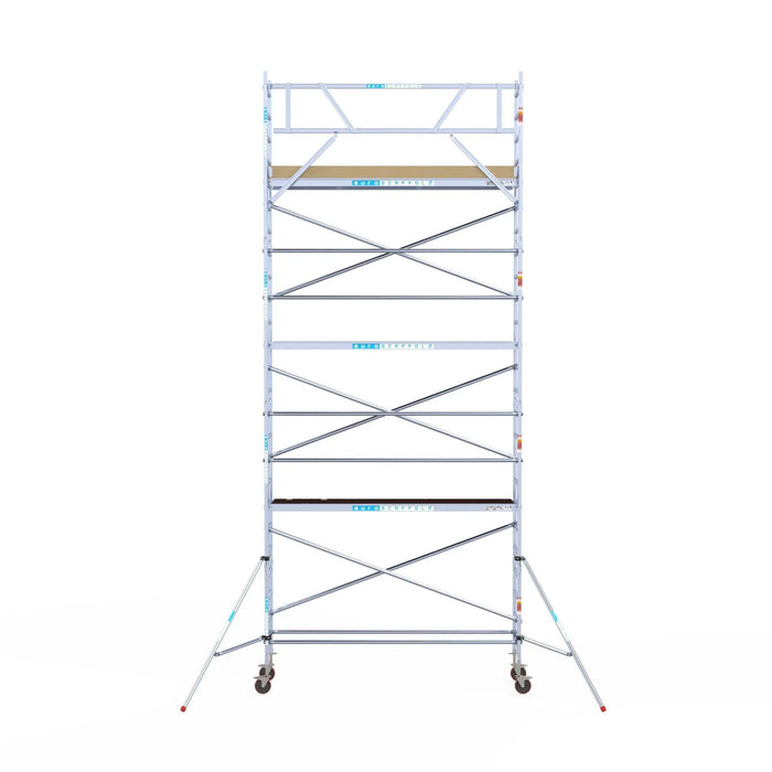 Rollgerüst Euroscaffold Basic 75x305 8,2m Arbeitshöhe an der Fassade - Gerüstexpress.de