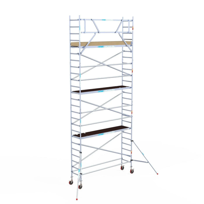 Rollgerüst Euroscaffold Basic 75x305 8,2m Arbeitshöhe an der Fassade - Gerüstexpress.de