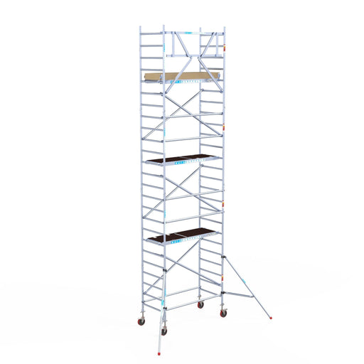 Rollgerüst Euroscaffold Basic 90x190 8,2m Arbeitshöhe an der Fassade - Gerüstexpress.de