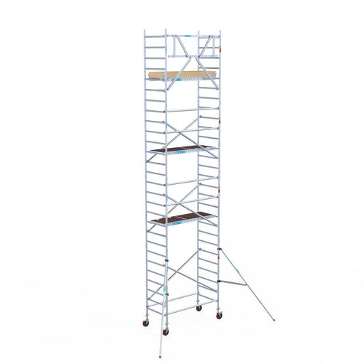 Rollgerüst Euroscaffold Basic 90x190 9,2m Arbeitshöhe an der Fassade - Gerüstexpress.de