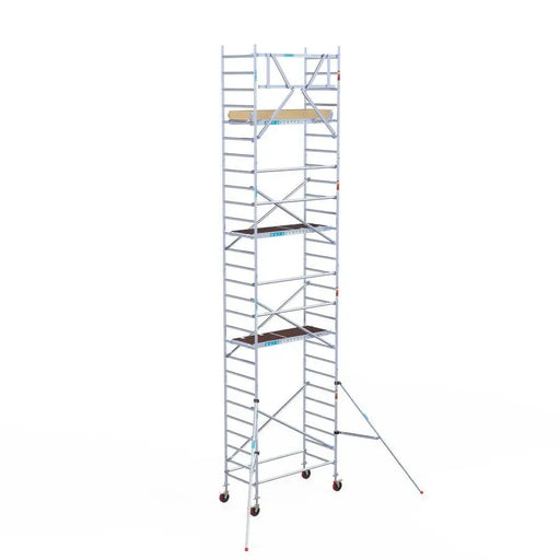 Rollgerüst Euroscaffold Basic 90x190 9,2m Arbeitshöhe an der Fassade - Gerüstexpress.de