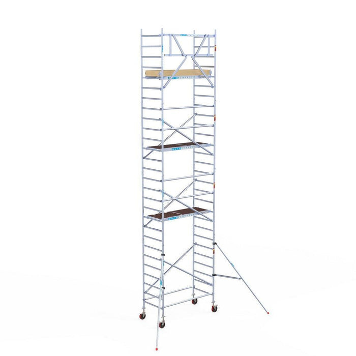 Rollgerüst Euroscaffold Basic 90x190 9,2m Arbeitshöhe an der Fassade - Gerüstexpress.de
