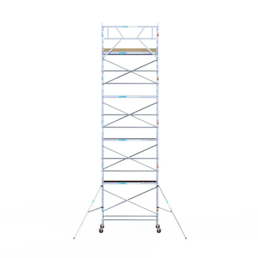 Rollgerüst Euroscaffold Basic 90x250 10,2m Arbeitshöhe an der Fassade - Gerüstexpress.de