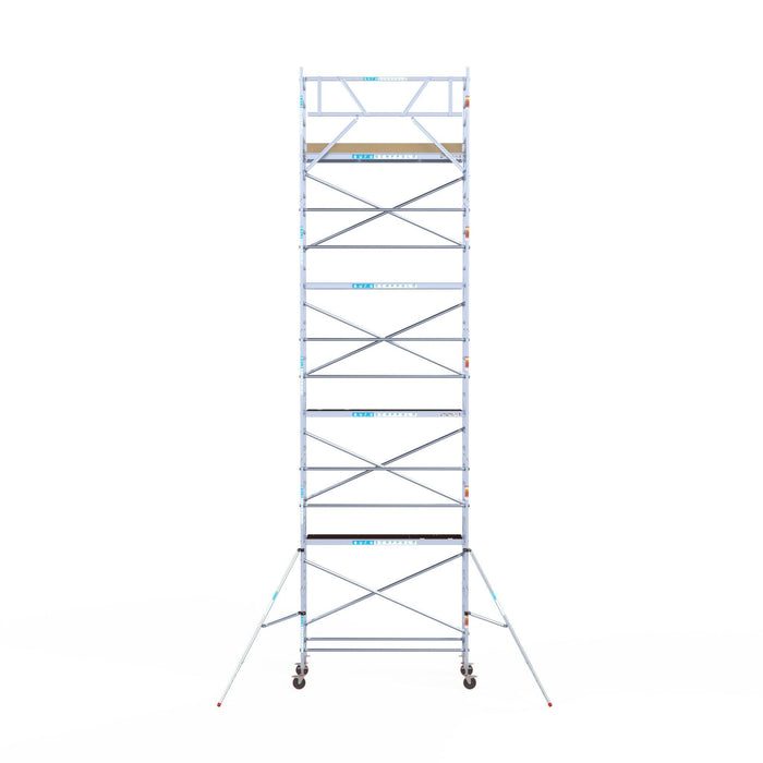 Rollgerüst Euroscaffold Basic 90x250 10,2m Arbeitshöhe an der Fassade - Gerüstexpress.de