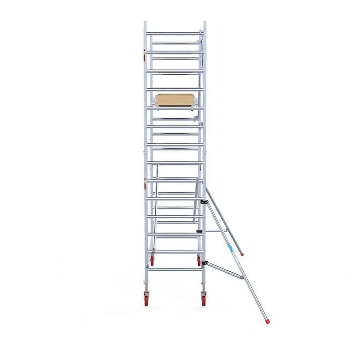 Rollgerüst Euroscaffold Basic 90x250 5,2m Arbeitshöhe an der Fassade - Gerüstexpress.de