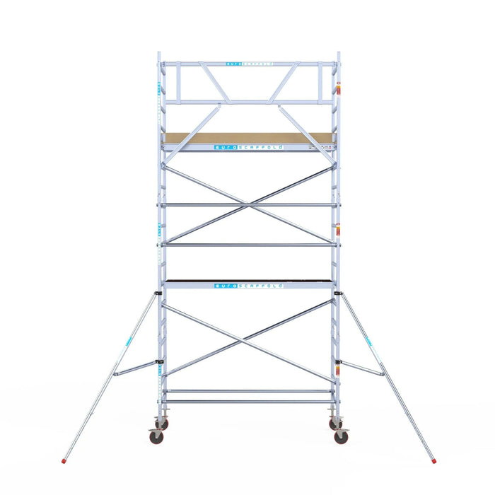 Rollgerüst Euroscaffold Basic 90x250 6,2m Arbeitshöhe an der Fassade - Gerüstexpress.de