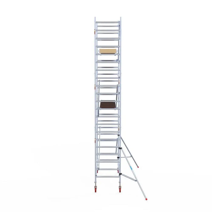 Rollgerüst Euroscaffold Basic 90x250 7,2m Arbeitshöhe an der Fassade - Gerüstexpress.de