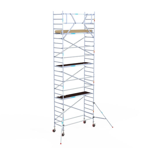 Rollgerüst Euroscaffold Basic 90x250 8,2m Arbeitshöhe an der Fassade - Gerüstexpress.de