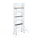 Rollgerüst Euroscaffold Basic 90x250 8,2m Arbeitshöhe Carbonplattform gegen Fassade - Gerüstexpress.de
