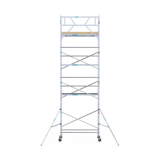 Rollgerüst Euroscaffold Basic 90x250 9,2m Arbeitshöhe an der Fassade - Gerüstexpress.de