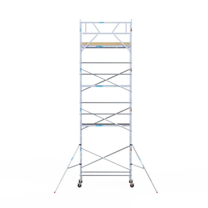 Rollgerüst Euroscaffold Basic 90x250 9,2m Arbeitshöhe an der Fassade - Gerüstexpress.de