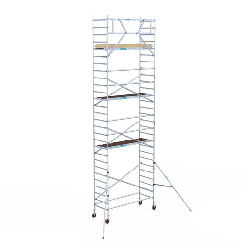Rollgerüst Euroscaffold Basic 90x250 9,2m Arbeitshöhe an der Fassade - Gerüstexpress.de