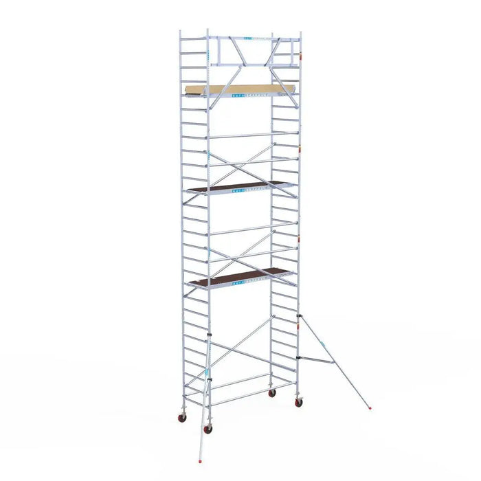 Rollgerüst Euroscaffold Basic 90x250 9,2m Arbeitshöhe an der Fassade - Gerüstexpress.de